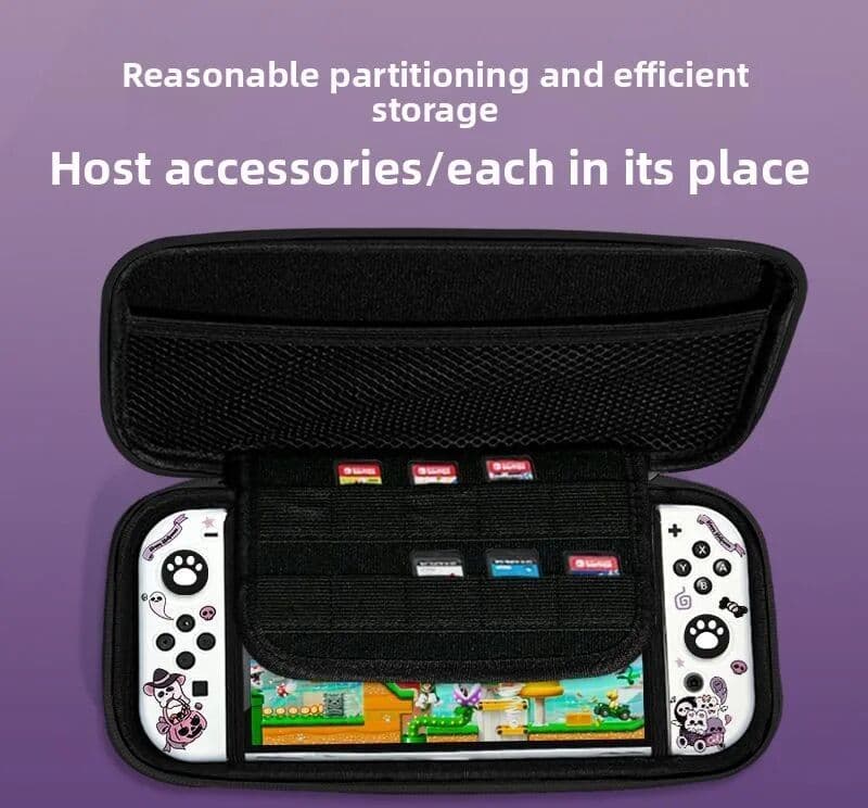 NONE Cartoon Gothic Ghost Bear Storage Case For Switch OLED Lite Universal Shockproof Portable Protective Carry Bag Game Accessories