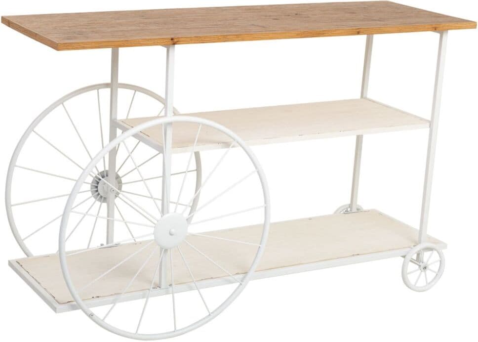 Wanderlust deco Recibidor de madera y metal lacado con 2 baldas 120x42x78h cm - blanco