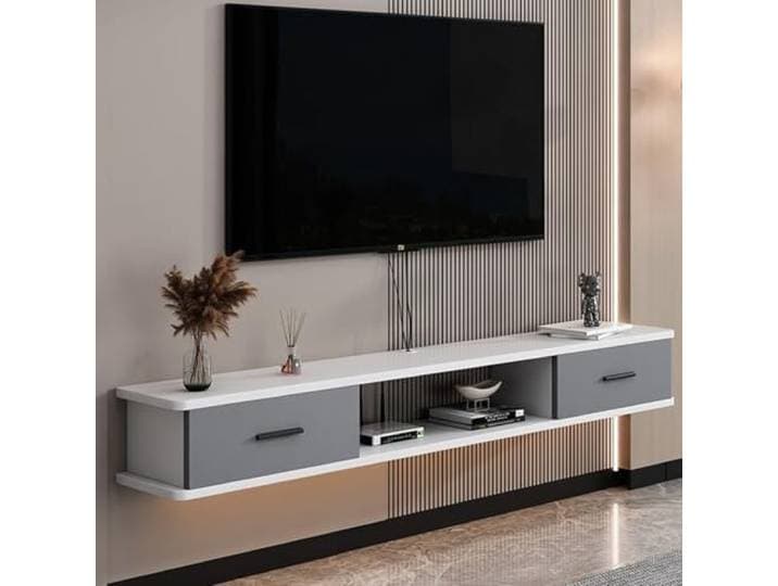 lowboard Schwimmender TV-Ständer zur Wandmontage, schwebender TV-Ständer Entertainment-Center mit Stauraum for Schlafzimmer und Wohnzimmer