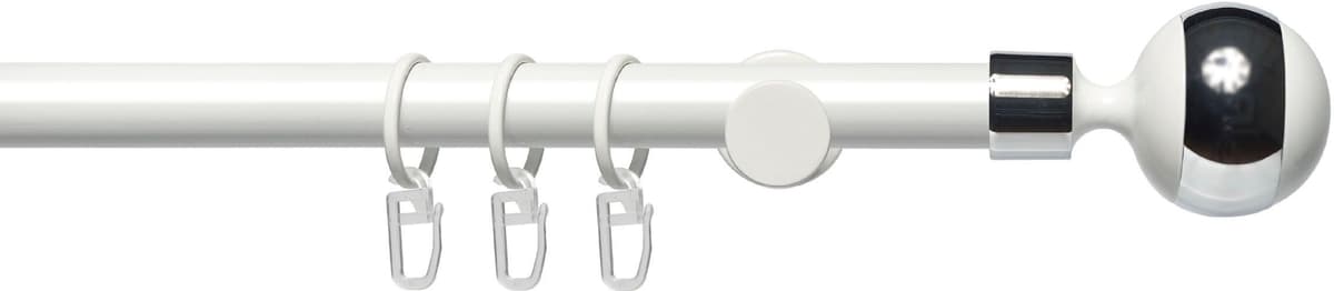 Gardinenstange LIEDECO "Fertigstilgarnitur 20 mm Power Kugel mit Ring" Gr. 3, weiss (weiß), L:200cm Ø:20mm, Eisen, Gardinenstangen, Gardinenstange, Gardinenstange Komplett weiß B/L: 200cm Ø 20mm, 1 Stk., 1 läufig