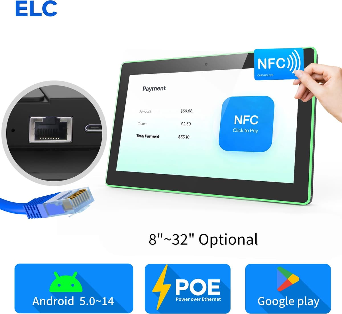 ZUIDID 15 Inch Rockchip Rk3568 Android 11 Conference Door Signage Android Tablet With Rj45 Ethernet Port Wifi Nfc Poe