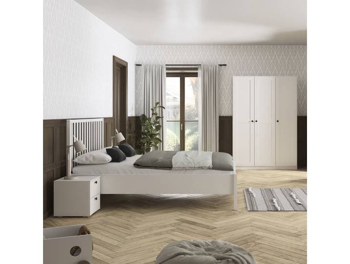 Chambre d'adolescent Skagen 4 pièces 140 x 200cm Blanc Sans portes miroir