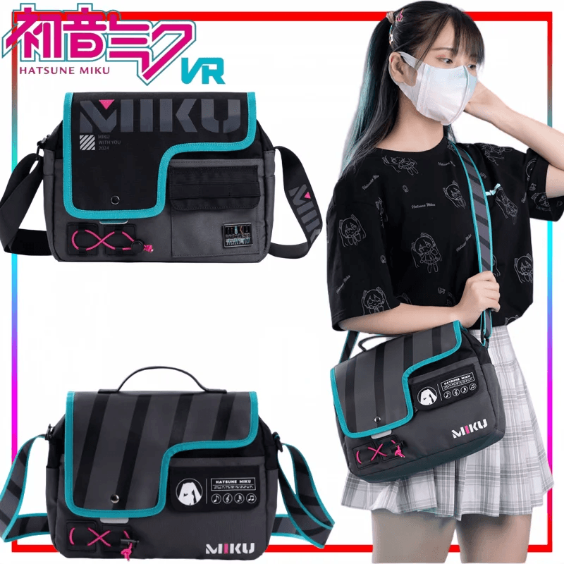 Bandai Hatsune Miku Crossbody Bag Cartoon Hatsune Miku Magnetic Tote Bag Anime Goods Collaboration Holiday Gift Commuting