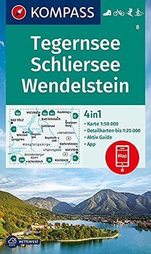 KOMPASS-Karten GmbH - KOMPASS Wanderkarte Tegernsee, Schliersee, Wendelstein: 4in1 Wanderkarte 1:50000 mit Aktiv Guide und Detailkarten inklusive Karte zur offline ... Langlaufen. (KOMPASS-Wanderkarten, Band 8) - Preis vom 29.10.2026 00:02:44 h