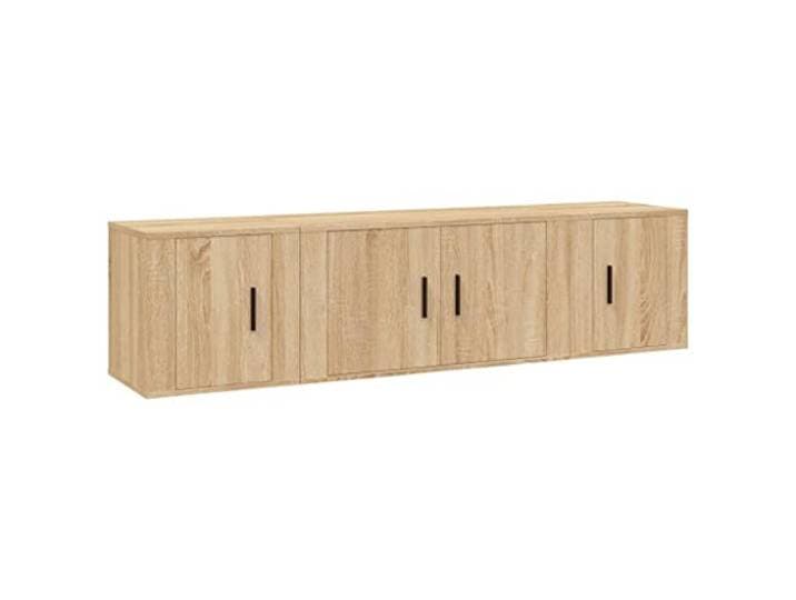 KUPTYERFG 3-TLG. TV-Schrank-Set Wandmontage Sonoma-Eiche Holzwerkstoff Dreiteiliges hängendes Lowboard-Set für Wohnzimmer und Schlafzimmer mit geschlossenem Stauraum und praktischen Türen.
