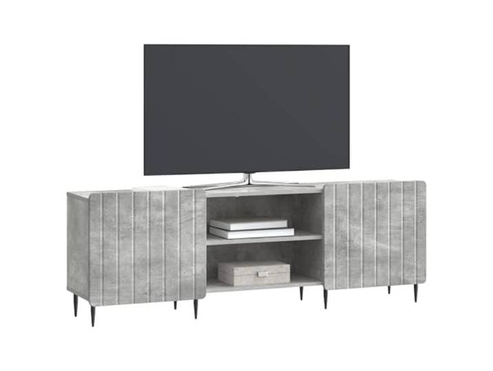 GKHPYURE TV-Schrank betongrau 150 x 31 x 52 cm aus technischem Holz 2 Türen 90 °, 1 Regal, großer Stauraum, Beine aus Eisen, leicht zu reinigen