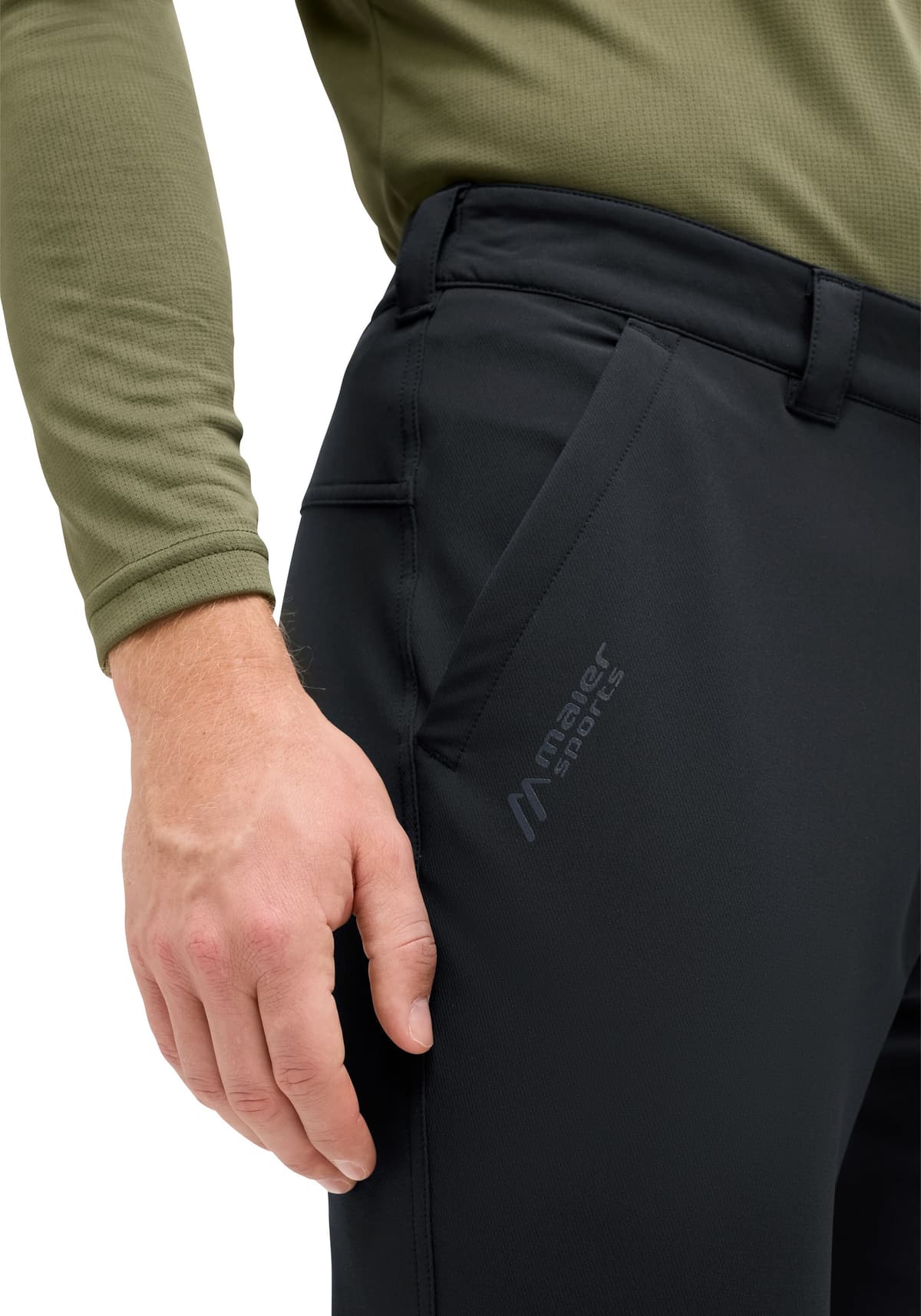 Outdoorhose MAIER SPORTS "HE-HOSE EL. ESSENTIAL FLEX M", Herren, Gr. 50, N-Gr, schwarz, Hosen Outdoorhose, Outdoorhose für Sportmode und Outdoormode, auch in grossen Grössen schwarz 50, N-Gr
