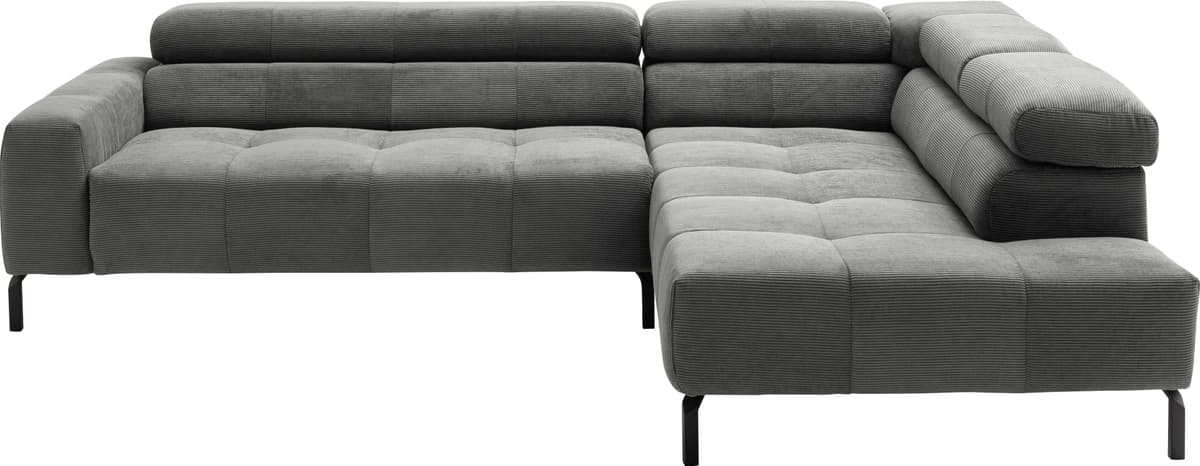 Ecksofa HOME AFFAIRE "Claya,inkl. Kopfteilverstellung, Breite 276 cm, bodenfrei, L-Form", grau (anthrazit), B:276cm H:71cm T:219cm, 95% Polyester, 5% Nylon, Sofas, Ecksofa, wahlweise elektrischer Sitzvorzug anthrazit B/H/T: 276cm x 71cm x 219cm, Feincord,