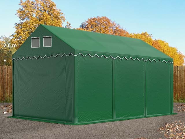 TOOLPORT Ipari sátor, 3x6m, PVC ponyva, sötét zöld, padlókerettel, statikai megerősítés nélkül - (7701BL)