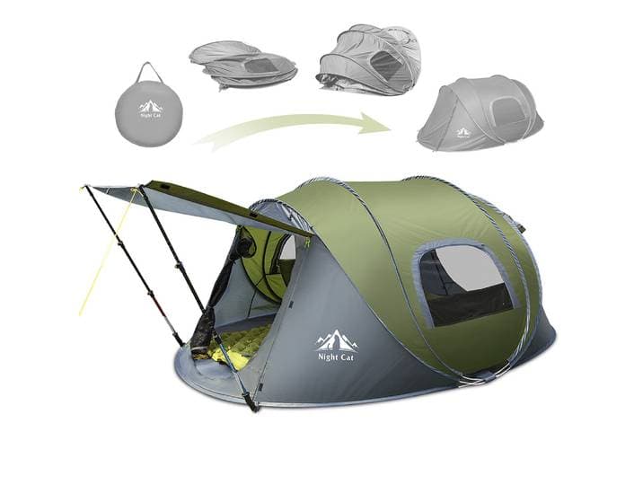 Tente Pop-Up Night Cat pour 2 Personnes : Tente 2 places imperméable, tente de camping instantanée, randonnée en sac à dos, extérieur, pour rivière et montagne