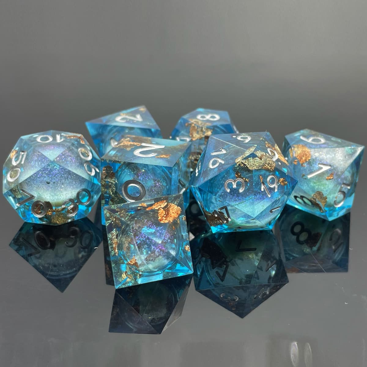 NONE 7PCS Multi-sided Dice For DND Game Board Game Liquid Core Dice For Portable Toys for DND RPG TRPG Game Party Entertainment Dice