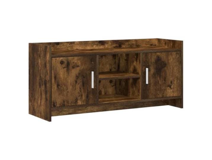 hliofuir TV-Lowboard Geräucherte Eiche Holzwerkstoff 102x33x47 cm Modernes Fernsehmöbel mit 2 Türen und Metallgriffen für das Wohnzimmer. Pflegeleichte Oberfläche aus Holzwerkstoff.