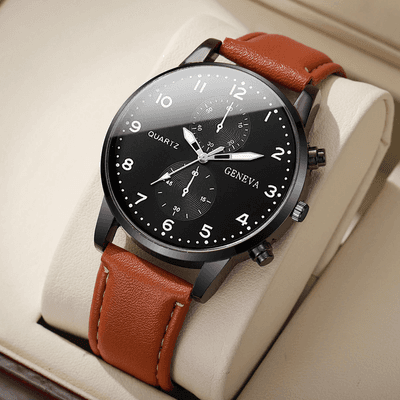 Inspire Essentials Mens Business Quartz Watch Casual Leather Strap Style c Without Box
