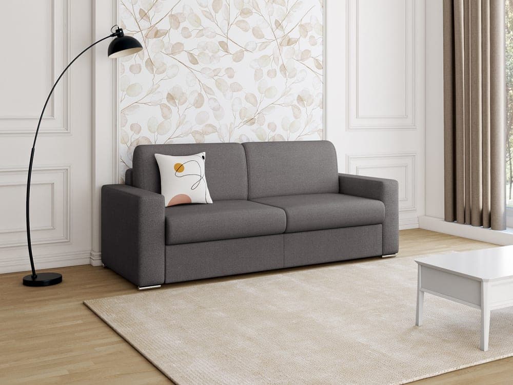 Unique Sofá cama poliéster 4 plazas gris antracita 216x223cm