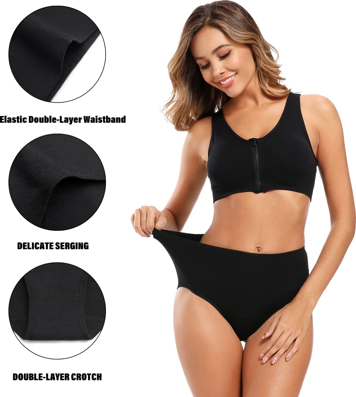 NONE Women's High Waisted Soft Cotton Briefs, Full Coverage Postpartum Underwear, Comfortable Plus Size, 5 Pack, Sizes S to 5XL