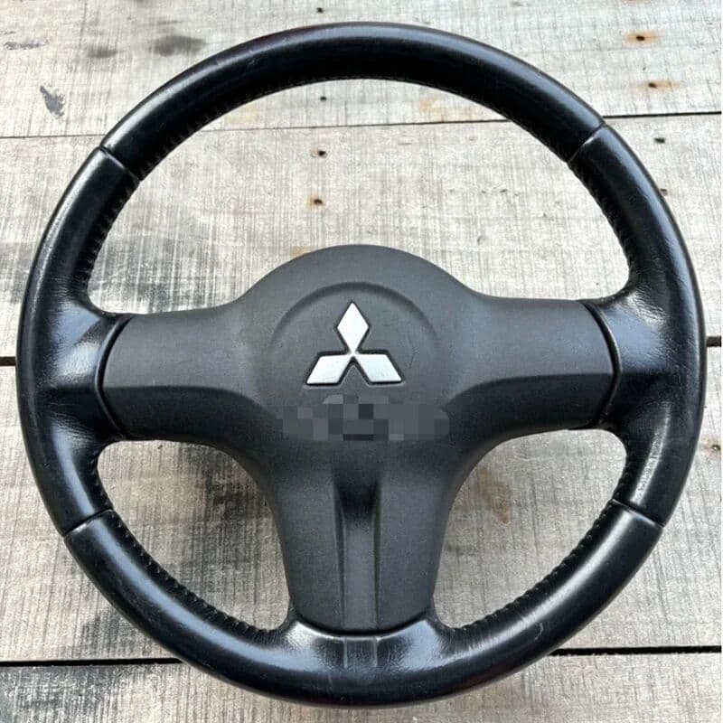 NONE For Mitsubishi Colt Lancer GLX 2004-2011 DIY Blue Stripes Black Perforated Leather Full Coverage Car Steering Wheel Cover