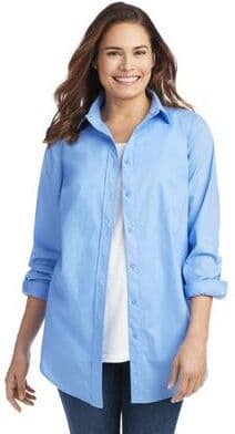 Plus Size Women's Perfect Long Sleeve Shirt by Woman Within in French Blue (Size M)