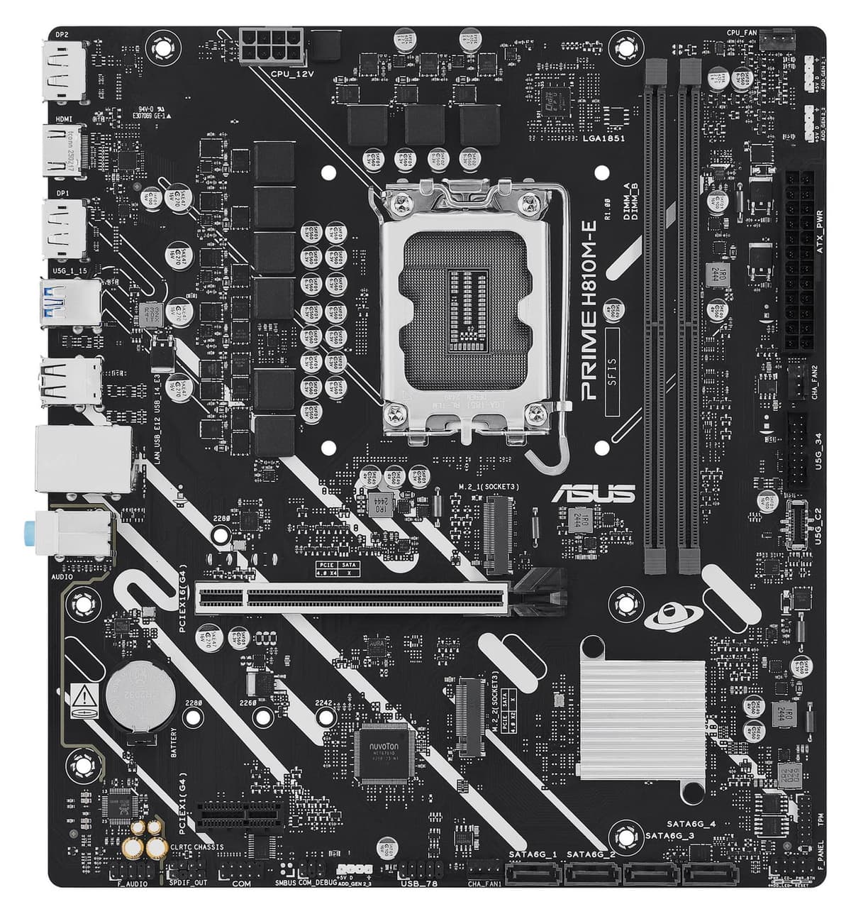 Asus PRIME H810M-E-CSM Moederbord micro ATX LGA1851 H810 chipset USB-C 3.2 Gen 1 Gigabit LAN