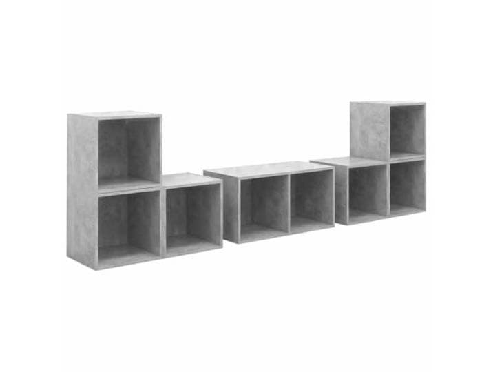 Kaorsrow 6-TLG. TV-Schrank-Set Betongrau Holzwerkstoff für Wohnzimmer Flexibles Lowboard-Set aus robustem Holzwerkstoff, modular vertikal oder horizontal im Wohnzimmer montierbar.