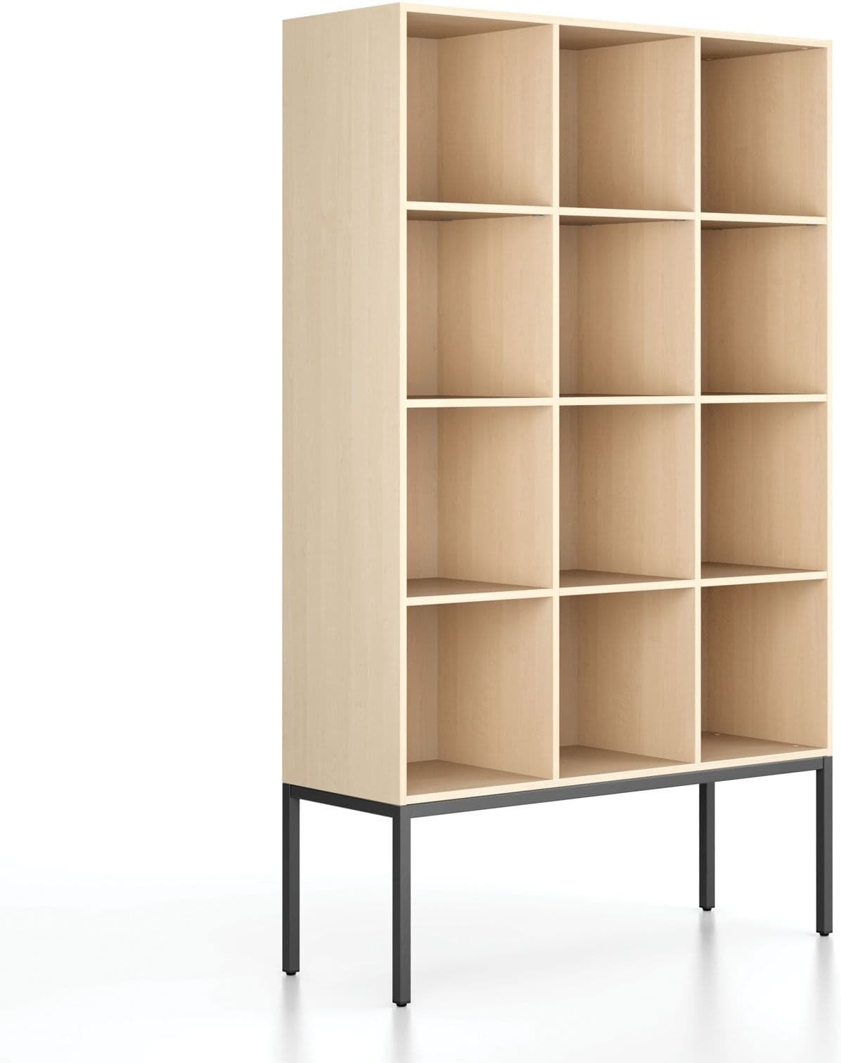 B2B Partner Regał FRAME, z czarną podstawą, 1299 x 450 x 2185 mm, brzoza