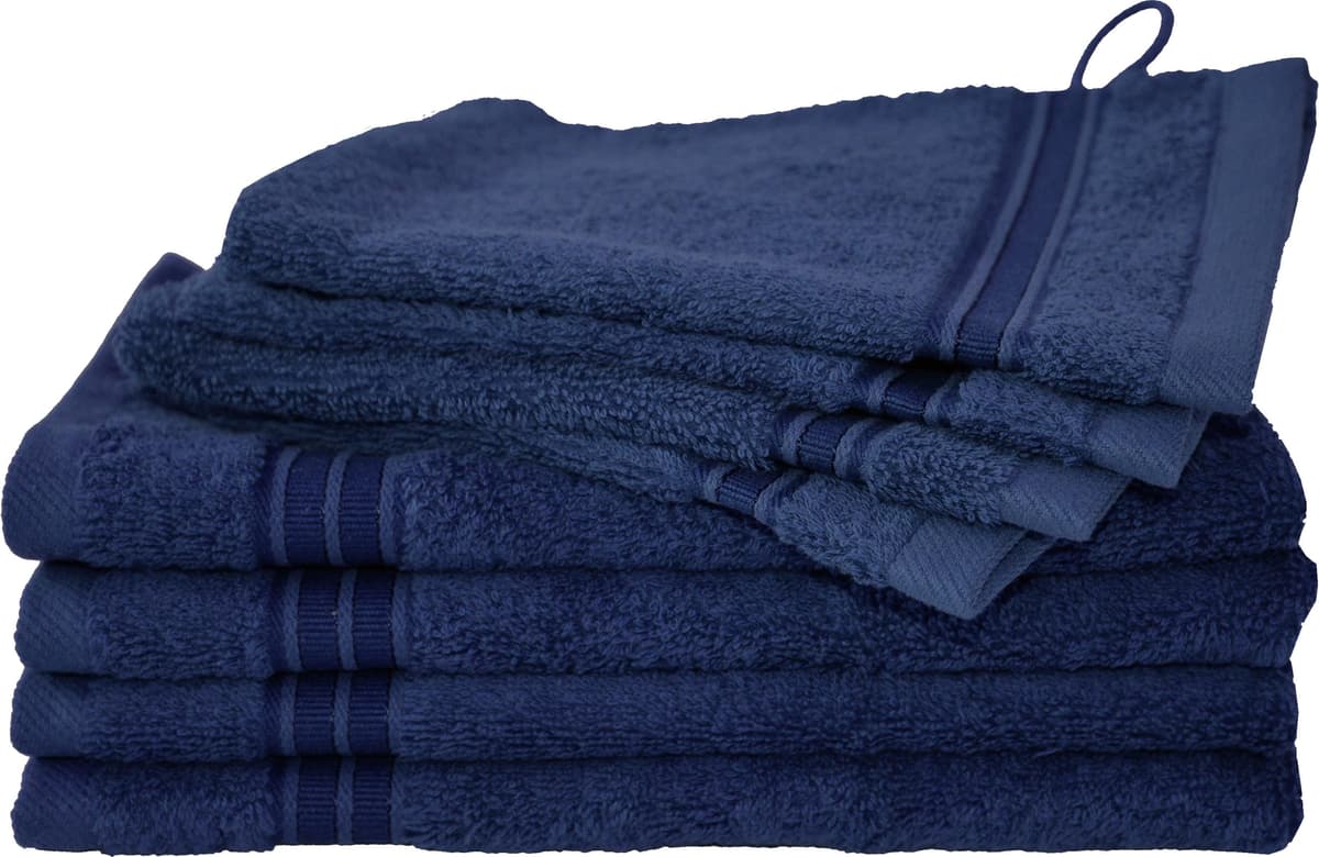 Handtuch Set DYCKHOFF "Siena", blau (tintenblau), 8 Stk., Walkfrottier, Walkfrottier, Obermaterial: 100% Baumwolle, Handtuch-Sets, Handtuch Set, in tollen Unifarben tintenblau 8 Stk., Walkfrottier