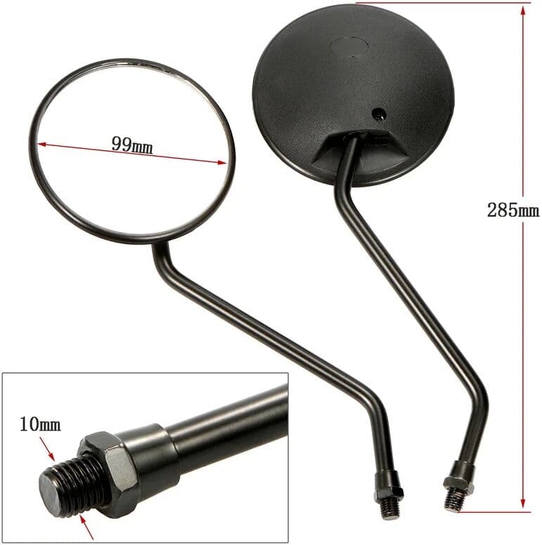 JIUWAN Universal Regular ABS Aluminum 10mm Motorcycle Rearview Mirror Adjustable Side Mirror for Harley Davidson Honda Suzuki Yamaha