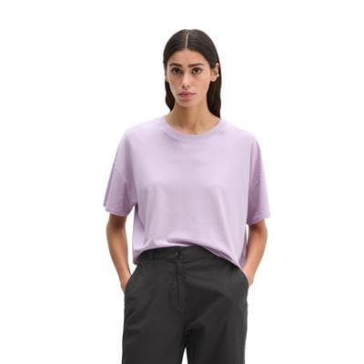 T-Shirt MARC O'POLO "aus weichem Single Jersey", Damen, Gr. S, lila (dusty lavender), Obermaterial: 67% Lyocell, 33% Baumwolle, unifarben, Basic, loose fit, Rundhals, Shirts T-Shirt