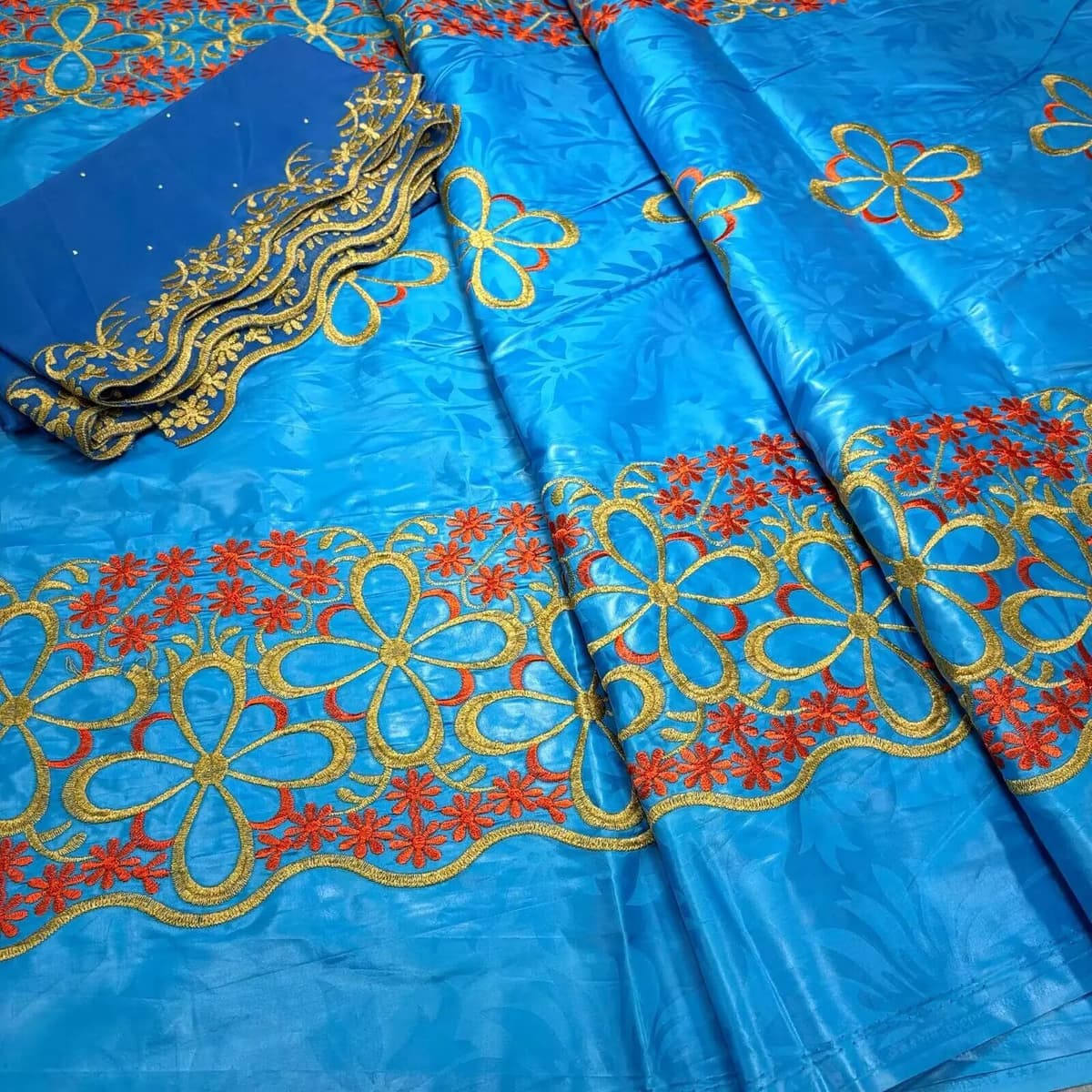 NONE 7yards Embroidery African Bazin Riche Fabric 2026  Nigerian Bazin Brode Net Lace Fabric For Wedding Dress Dubai