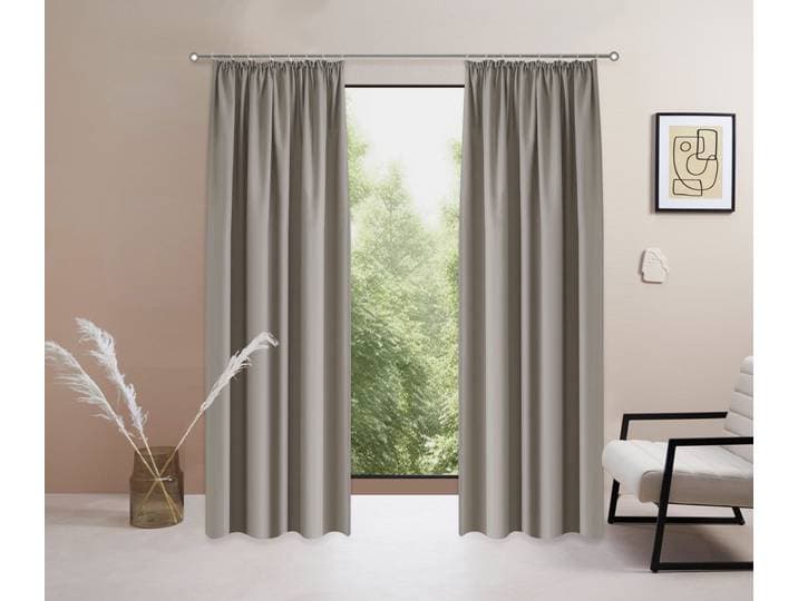 Vorhang OTTO HOME Raja, Gardinen mit Kräuselband, blickdicht, Wohnzimmer, Topseller Gr. 5, grau (taupe), B:140cm H:265cm, Polyester, Recyceltes Material, Gardinen, Vorhang, 2er-Set, Bestseller, einfarbig, modern, pflegeleicht, Mikrofaser, Topseller