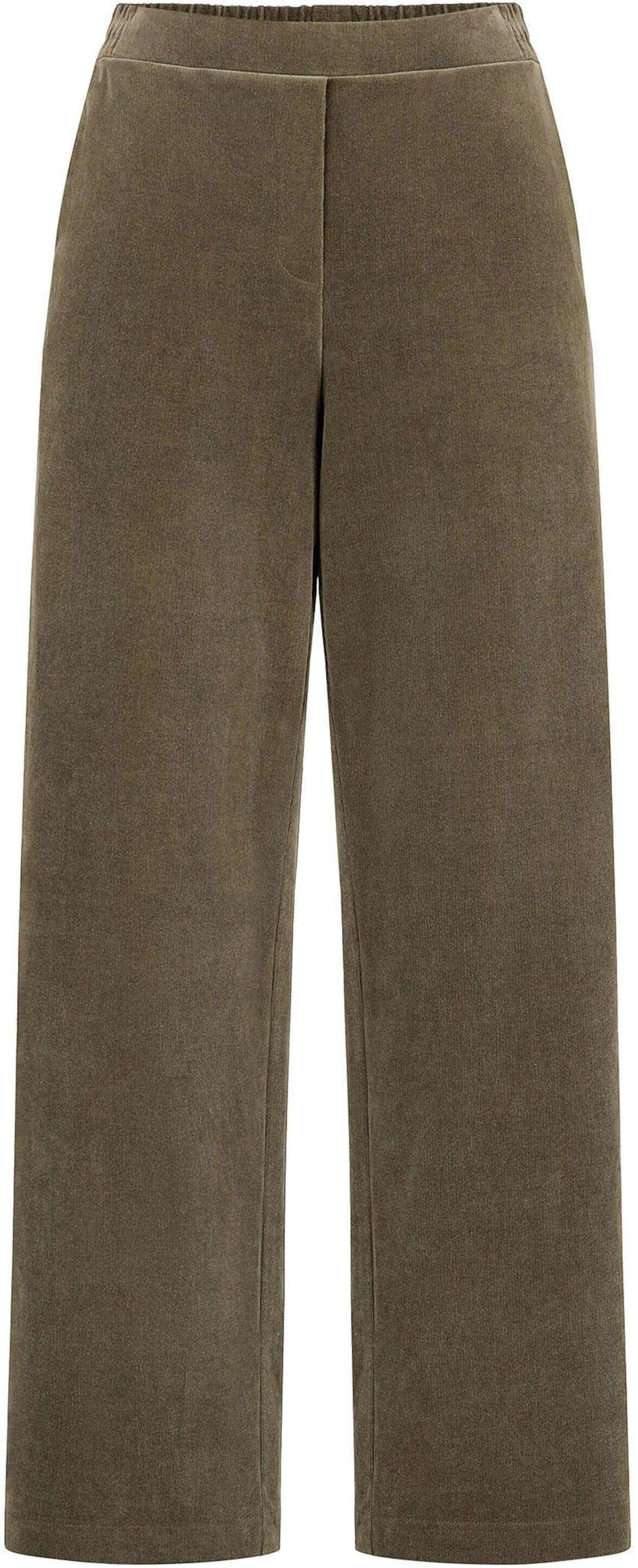 Stoffhose GOLDNER "Cordhose VERA mit weitem Bein", Damen, Gr. 42, braun (khaki), Hosen Stoffhose, seitliche Eingriffstaschen