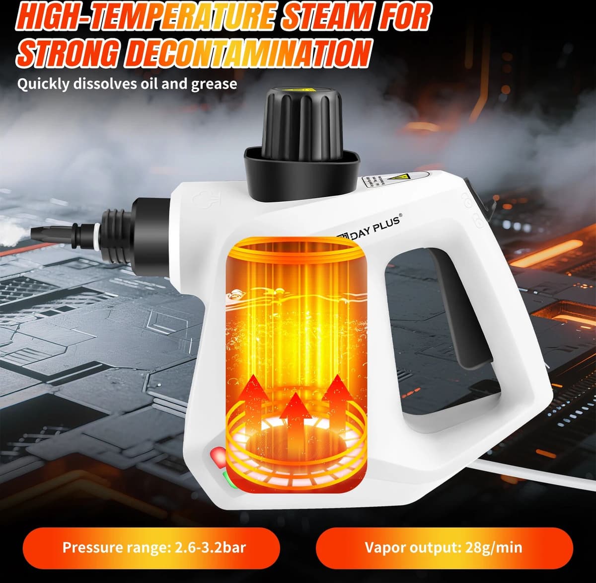 NONE Steam Cleaner Handheld, Comes with 9-Piece Accessories for Multi-Surface Stain Removal, High Temperature Portable Steam Cleaner for Carpet, Toilet, Floor, Oven, Bathroom and Windows, White