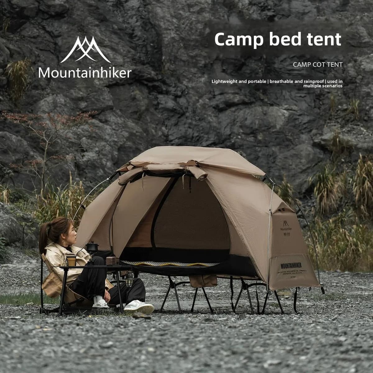MOUNTAINHIKER 2026 Single Camp Bed Tent Outdoor Waterproof Rainproof Multi-purpose Leisure Camping Tent for Hiking And Travel