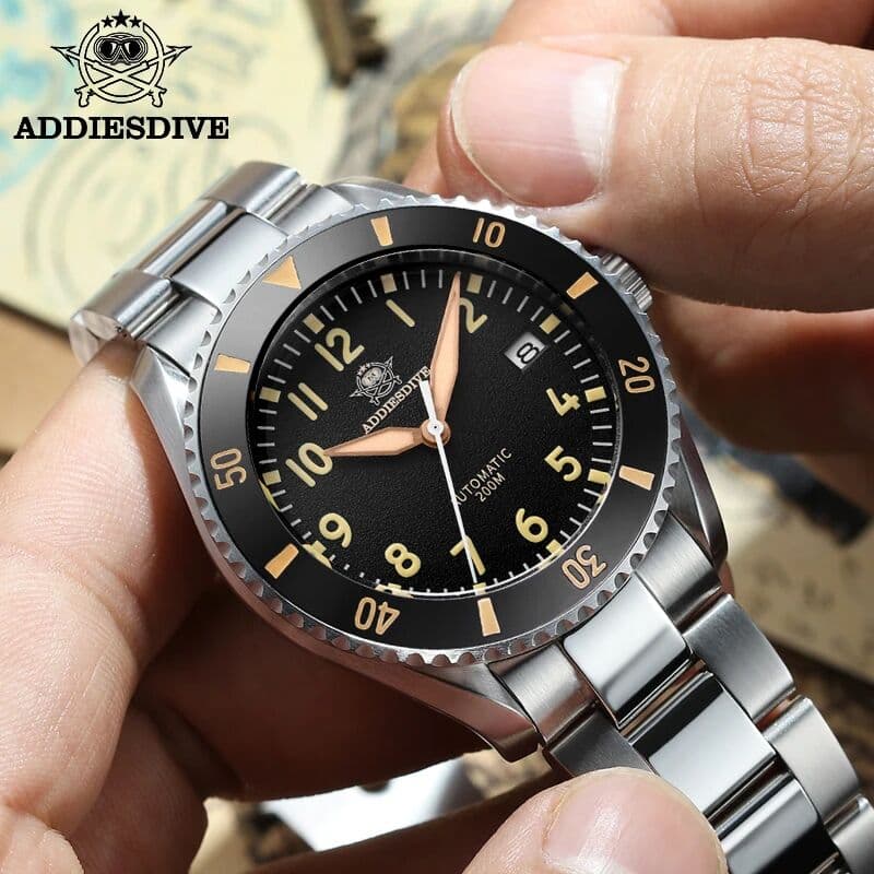 ADDIESDIVE Luxury Men's Watch MY-H9 Sapphire Crystal Ceramic Bezel 200m Waterproof Retro Luminous Diving Mechanical Wristwatch