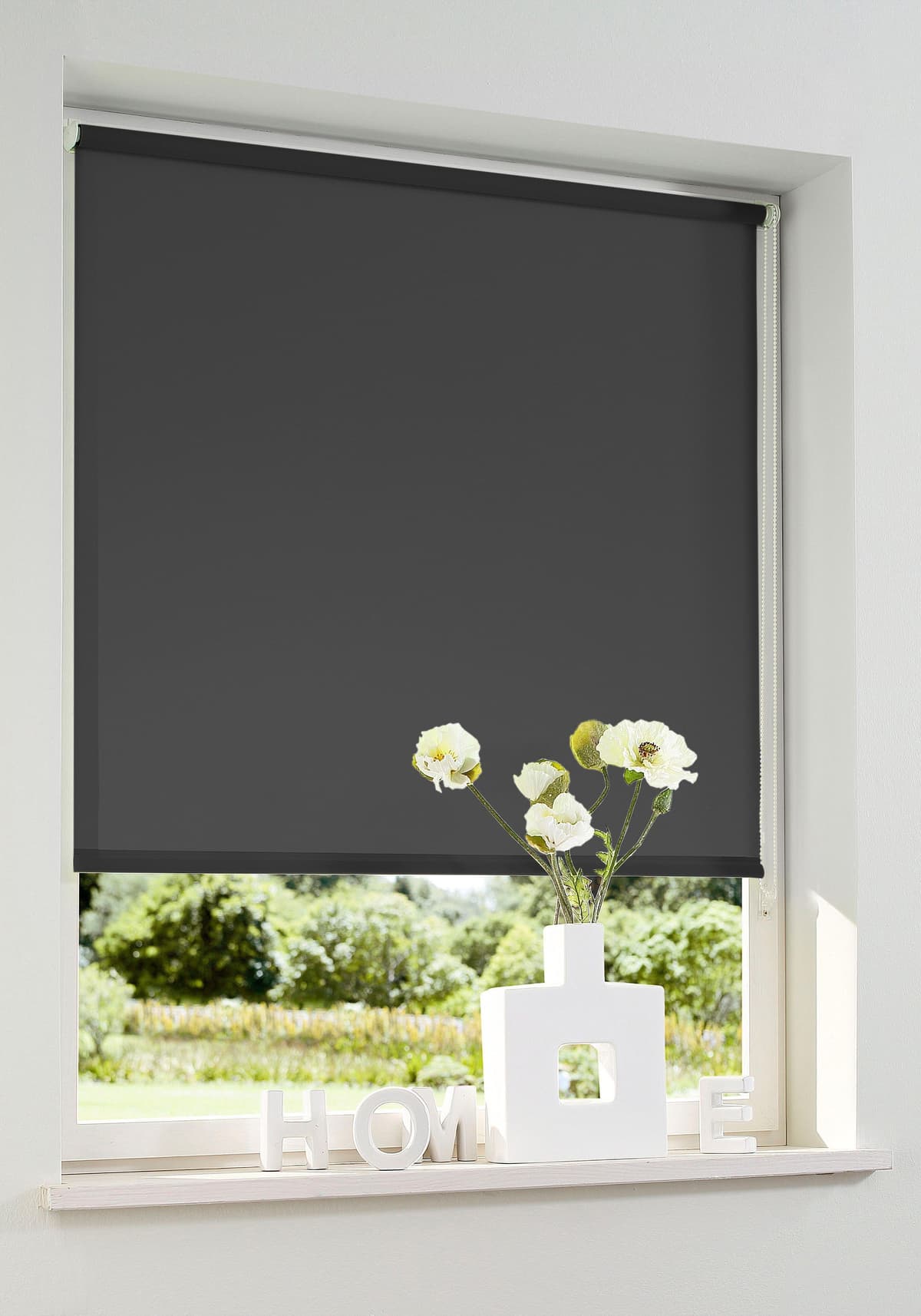 Rollo GOODPRODUCT "Themse-Uni" Gr. 6, grau (anthrazit), B:90cm H:150cm, Polyester, Rollos, Rollo, Bestseller, Rollo Fenster, Seitenzugrollo, Sonnenschutz anthrazit 150cm, einseitig verschiebbar, 90cm