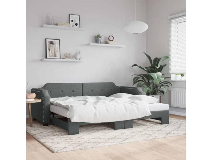 CHIC Lit adulte 1 place - 90x190 cm Lit de jour avec gigogne gris foncé 90x190 cm #Sara42309