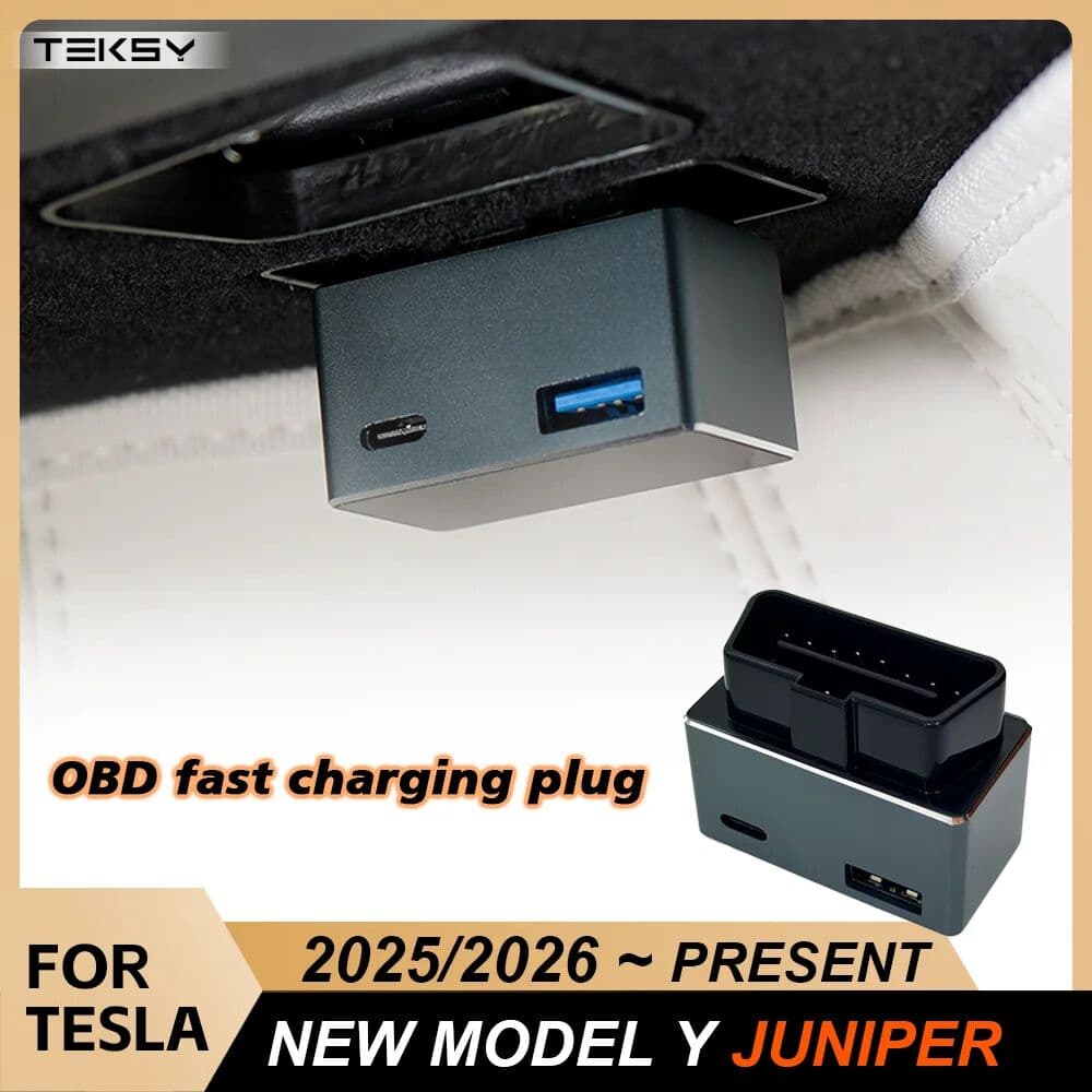 NONE For Tesla Model Y Juniper 2025 2026 OBD Adapter Charging For Tesla Car obd2 Splitter Charger Adapters Accessories LAUNCH