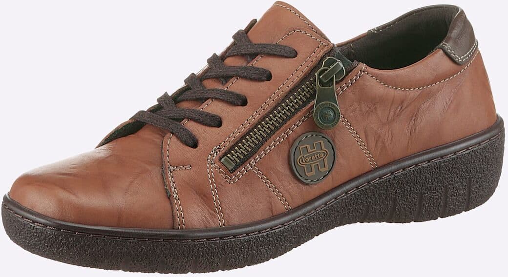 Schnürschuh LORETTA, Damen, Gr. 42, braun (cognac), Glattleder, Schuhe Schnürschuh cognac 42