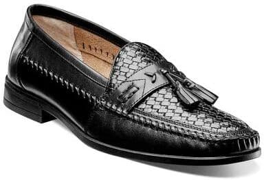 Nunn Bush Strafford Woven Tassel Loafer (Men's) Dress in Black, Size 10.5 W, Leather/Memory Foam