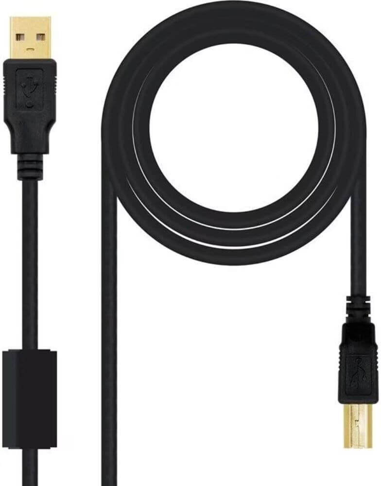 NANO CABLE Cable Impresora Usb 20 Nanocable 10011202 Tipo-A A Tipo-B 2m Negro Macho A Con Ferrita Talla Única Unisex