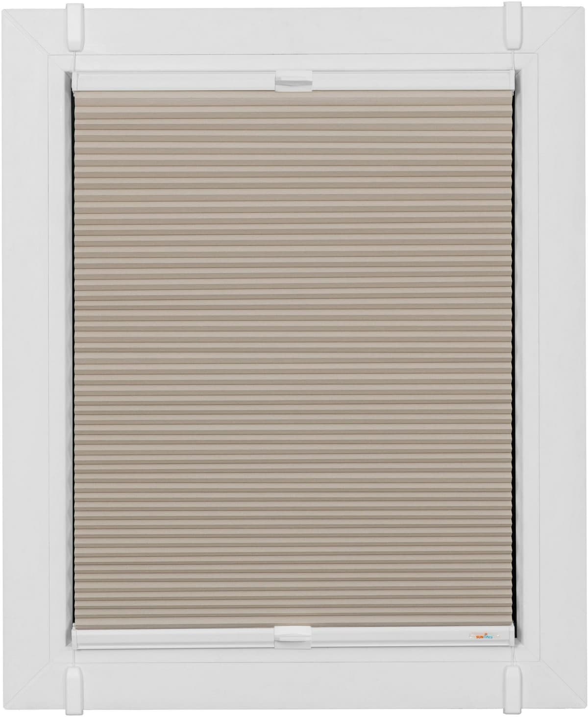Plissee SUNLINES, beige (sand, silberfarben), B:56cm H:205cm, Obermaterial: 100% Polyester, Plissees, Plissee, verspannt mit Simply-Fix Klemmträger, Wabenplissee sand, silberfarben 205cm, 56cm
