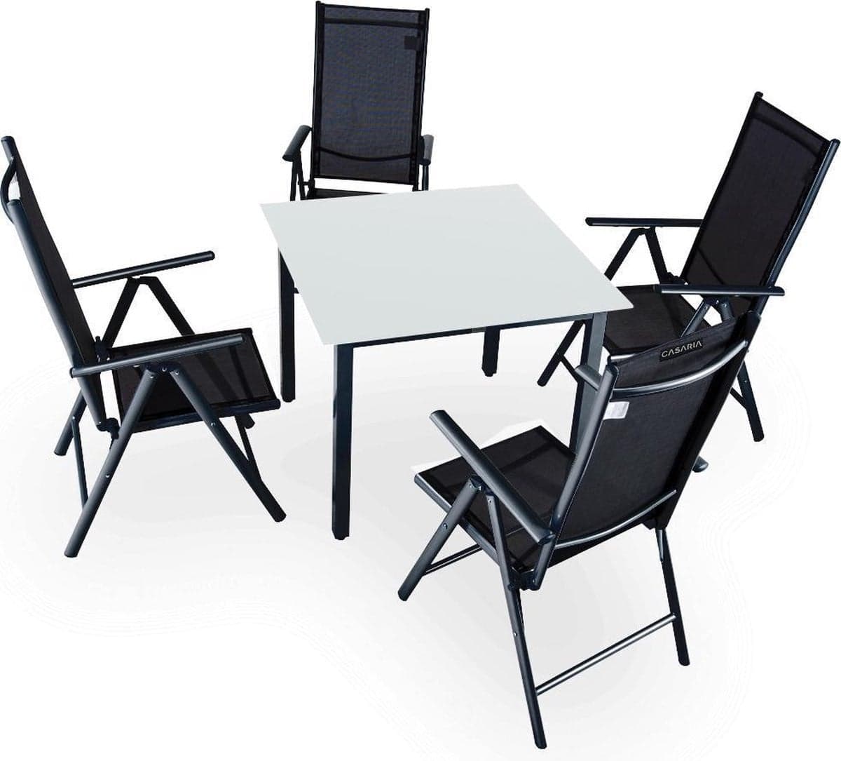 Casaria Tuinset Bern met 4 Stoelen en 1 Tafel, Aluminium, Antraciet