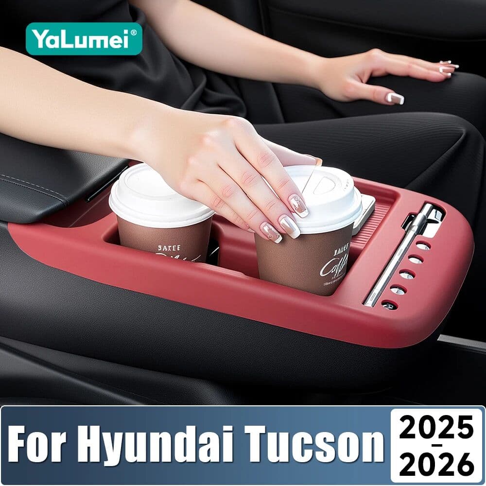 YaLumei For Hyundai Tucson 2025 2026 Silicone Center Console Cup Holder Mat Only for Column Shift Models Anti‑slip Interior Accessories