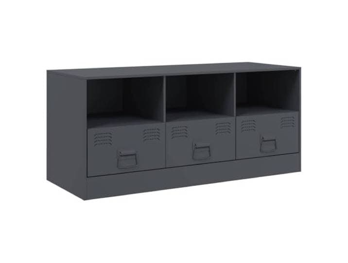 GKHPYURE TV-Schrank Anthrazit 99 x 39 x 44 cm Stahl laminiert 3 Einlegeböden, 3 Schubladen, Kapazität 110 kg, geeignet für Bildschirme 51-76 cm, einfache Reinigung