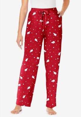 Plus Size Women's Knit Sleep Pant by Dreams & Co. in Classic Red Polar Bear (Size 6X) Pajama Bottoms