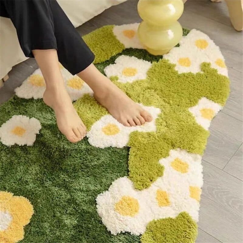 Mi Fa La Lawn Moss Turfting Rug Bedroom Carpet for Living Room Nordic Non-slip Bedside Area Rugs Bathroom Irregular Floral Home Floor Mat