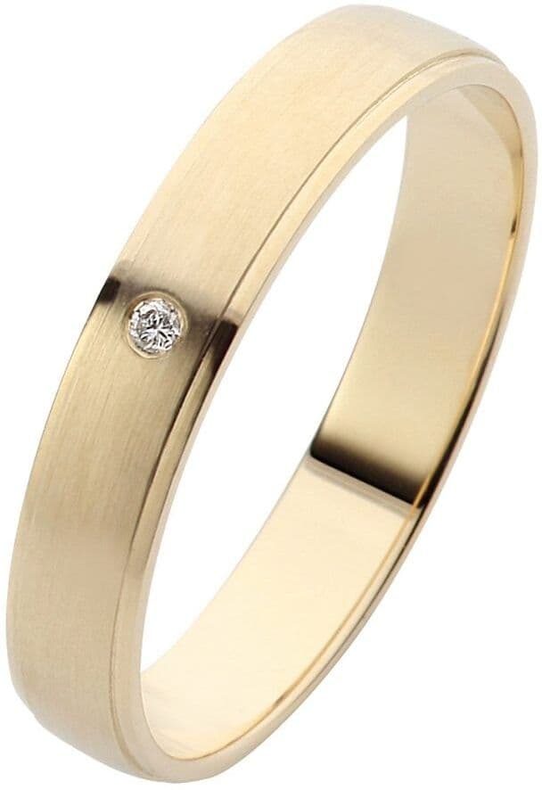 Trauring FIRETTI "Schmuck Geschenk Gold 375 Hochzeit Ehering Trauring "LIEBE" Gr. 17,5, gold (gelbgoldfarben), Fingerringe, Damen, 17,5, 0,01 SI = kleine Einschlüsse mit Brillant, Gelbgold 375, 3mm, Trauring, Made in Germany, wahlweise mit oder ohne Brill