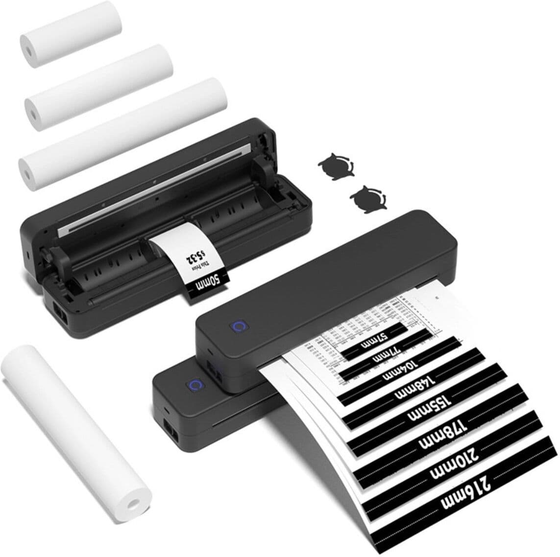 INF Tragbarer A4-Thermodrucker mit Bluetooth und USB, Drucken ohne Tinte für Dokumente und Etiketten Schwarz