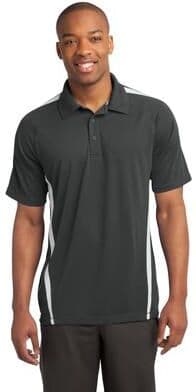 Sport-Tek ST685 PosiCharge Micro-Mesh Colorblock Polo Shirt in Iron Gray/White size 4XL   Polyester