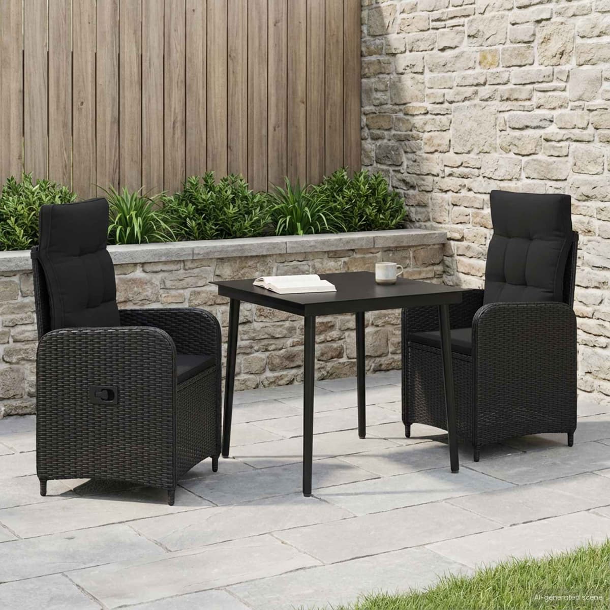 vidaXL Ensemble de Tables Basses 3 pc Noir 80 x 80 x 74 cm