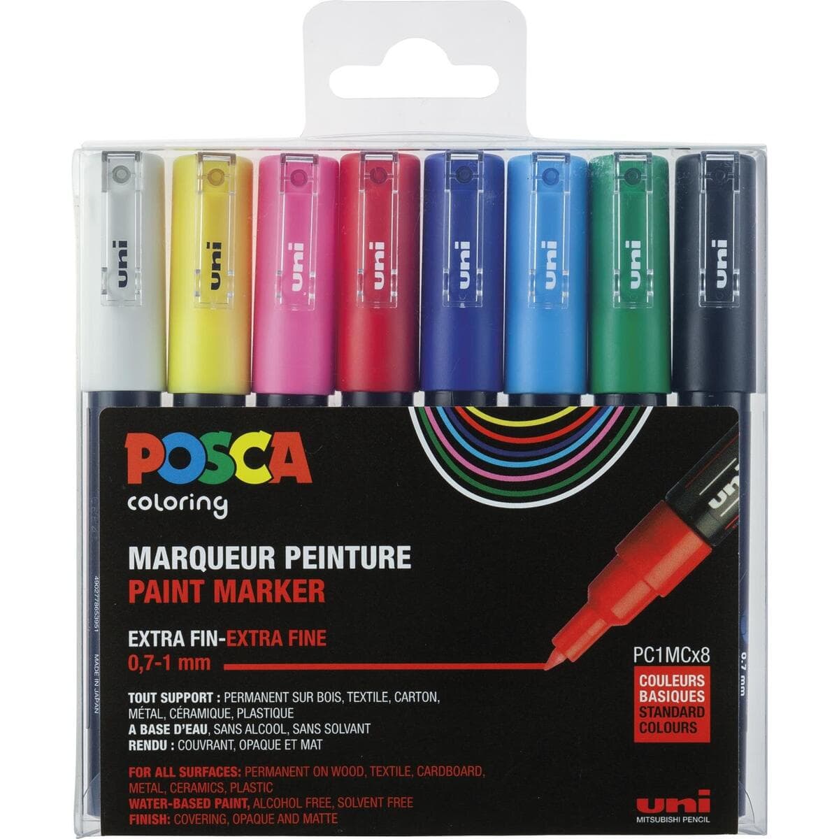 POSCA Acryl Marker PC-1MC Feine Spitze 0,7 - 1,0mm, 8er Set